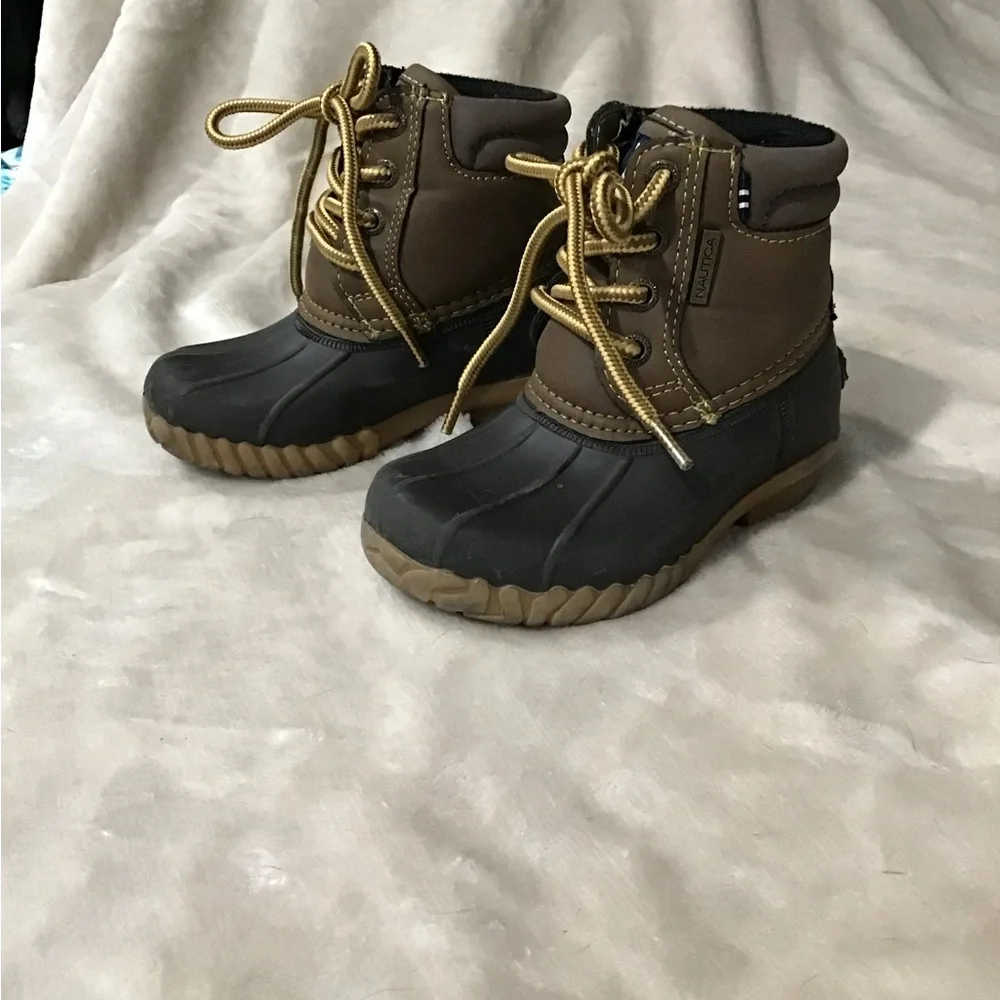 Nautica Channing Toddler Brown Black Duck Boots All Weather Lace Up Size 6T
